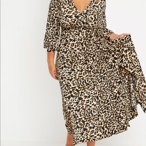 Eloquii Kimono Style Wrap Dress Animal Print NWT